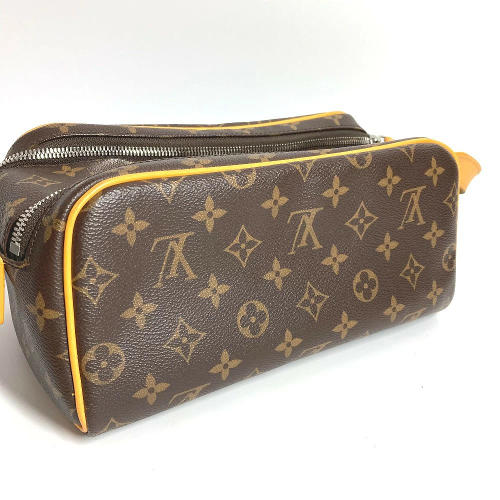 Louis Vuitton Handle Brown Bag Shoulder Dopp Clutch Saffron Macassar Yellow